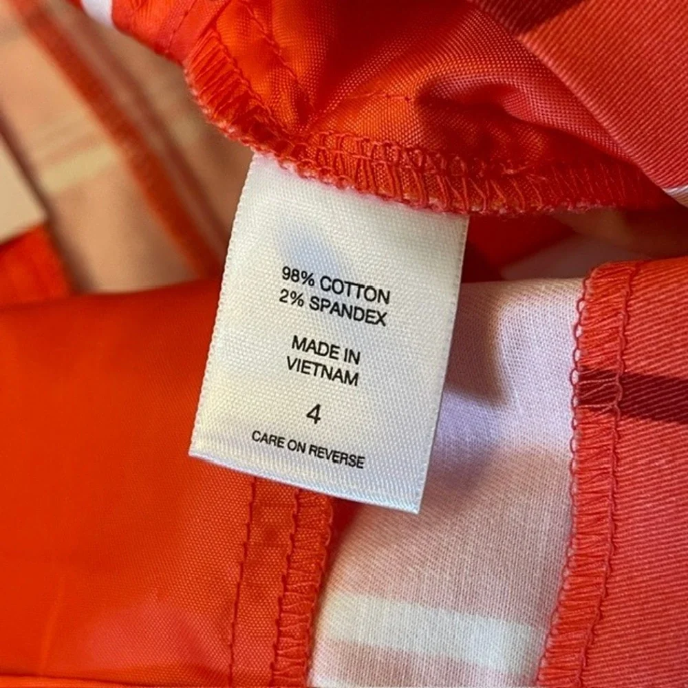 New York & Co 7th Avenue Coral Striped Twill Chino Preppy Resort Shorts Sz 4 New